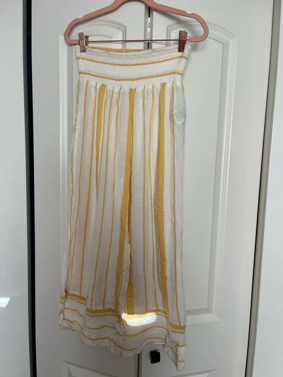 Billabong White and Yellow Striped Wide Leg Jumpsuit - Picture 1 of 2